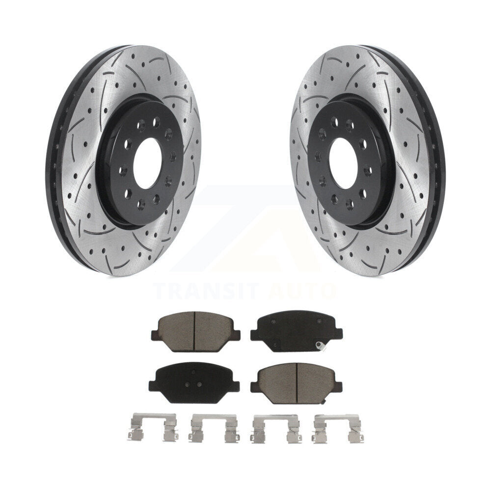 Drilled Slot Brake Rotor Ceramic Pad Front Kit For Chevrolet Equinox GMC Terrain