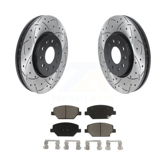 Drilled Slot Brake Rotor Ceramic Pad Front Kit For Chevrolet Equinox GMC Terrain