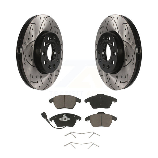 Drill Slot Brake Rotor Ceramic Pad Front Kit For Volkswagen Jetta Golf Beetle A3