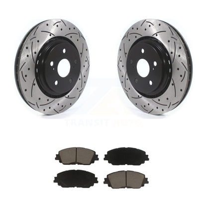 Drilled Slot Brake Rotor Ceramic Pad Front Kit For Toyota Camry With TRD Package