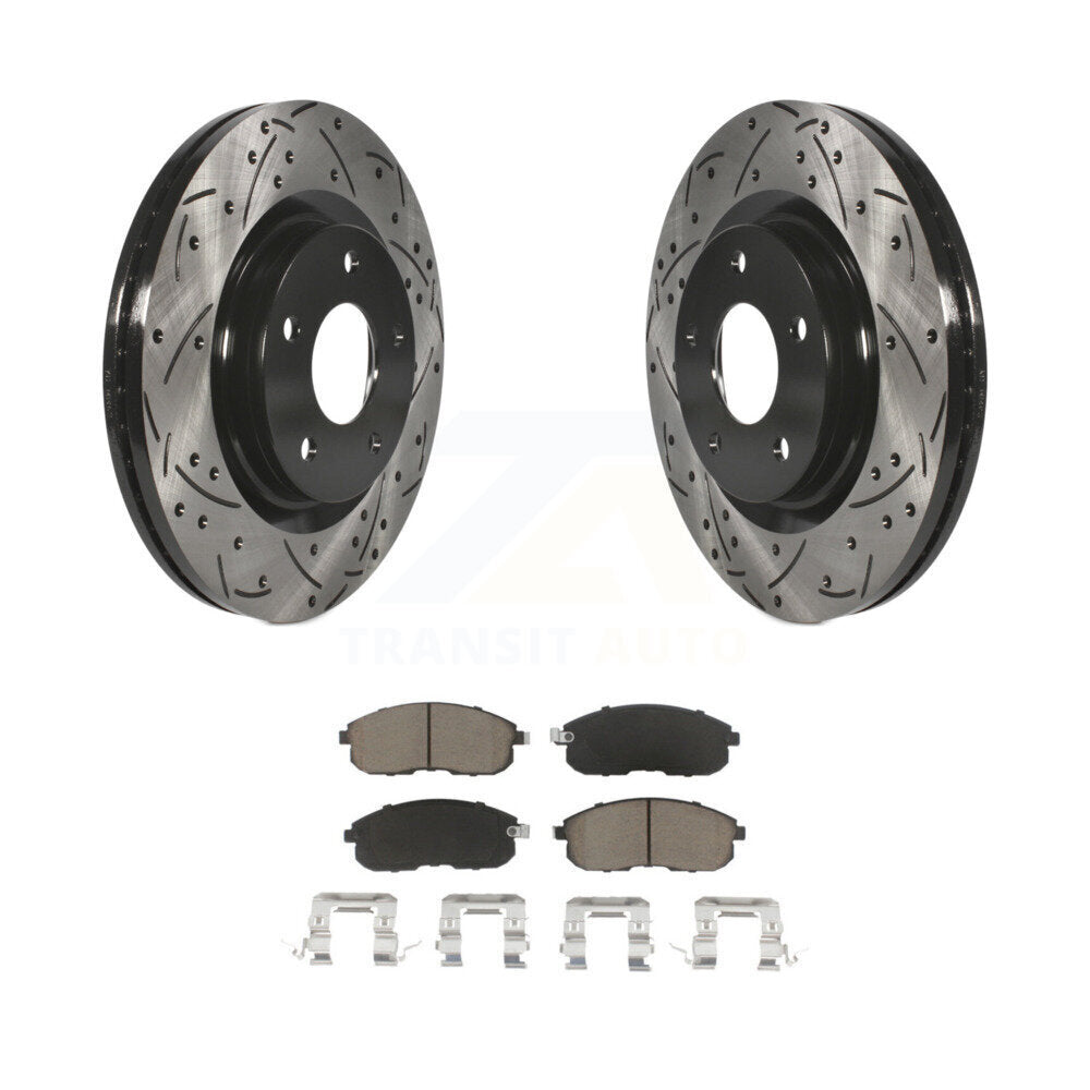 Coated Drill Slot Disc Brake Rotors Ceramic Pad Front Kit For Nissan Sentra Juke