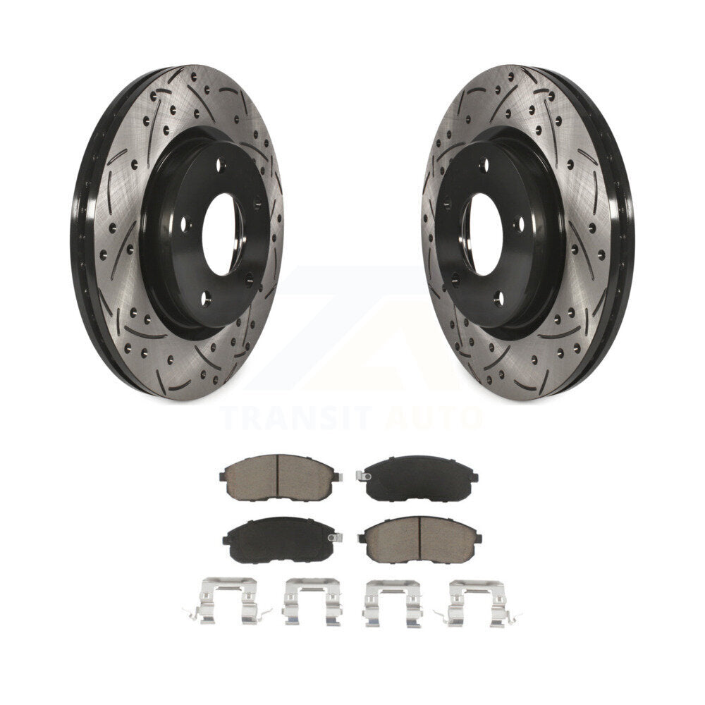 Coated Drilled Slotted Disc Brake Rotors Ceramic Pad Front Kit For Nissan Sentra