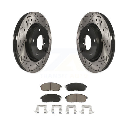 Coated Drilled Slotted Disc Brake Rotors Ceramic Pad Front Kit For Nissan Sentra
