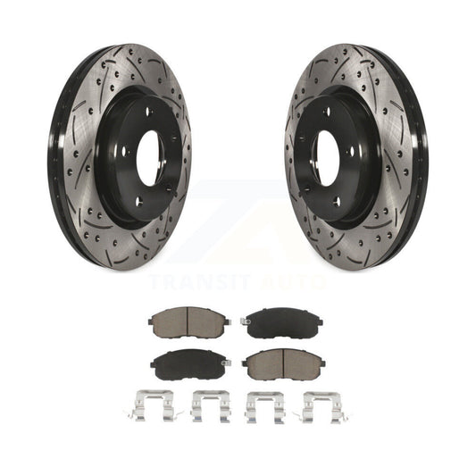 Coated Drilled Slotted Disc Brake Rotors Ceramic Pad Front Kit For Nissan Sentra