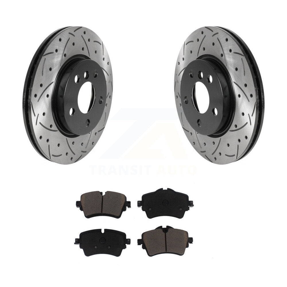 Coated Drill Slot Disc Brake Rotor Ceramic Pad Front Kit For Mini Cooper Clubman