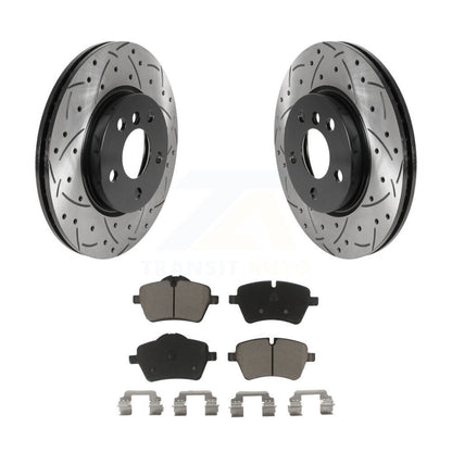 Coated Drilled Slotted Disc Brake Rotors & Ceramic Pad Front Kit For Mini Cooper