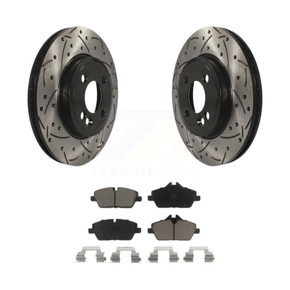 Coated Drilled Slotted Disc Brake Rotors & Ceramic Pad Front Kit For Mini Cooper