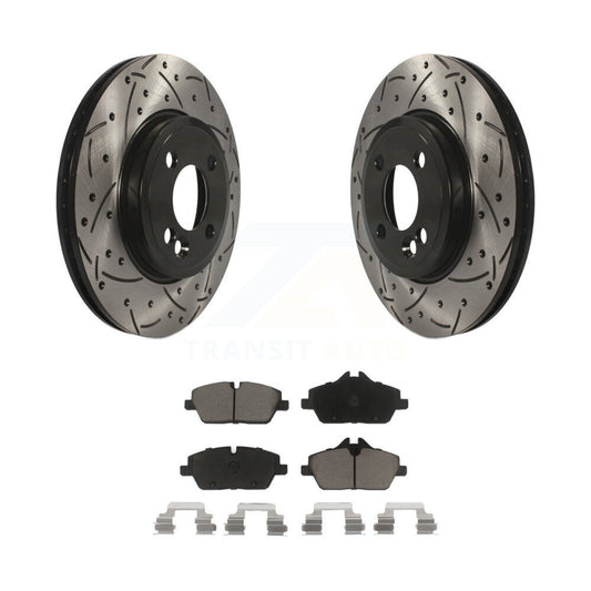 Coated Drilled Slotted Disc Brake Rotors & Ceramic Pad Front Kit For Mini Cooper