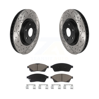 Drilled Slot Disc Brake Rotor & Ceramic Pad Front Kit For Cadillac SRX Saab 9-4X