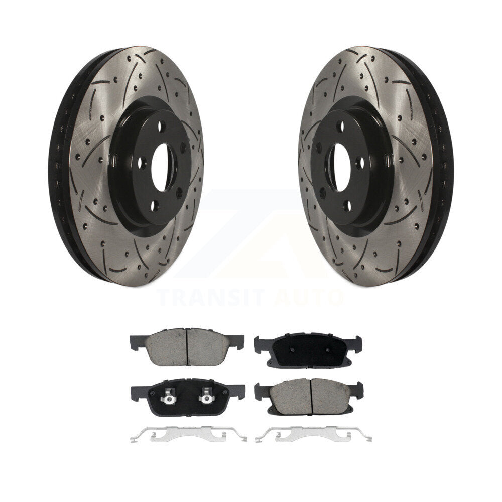 Coated Drill Slot Disc Brake Rotor Ceramic Pad Front Kit For Lincoln Continental