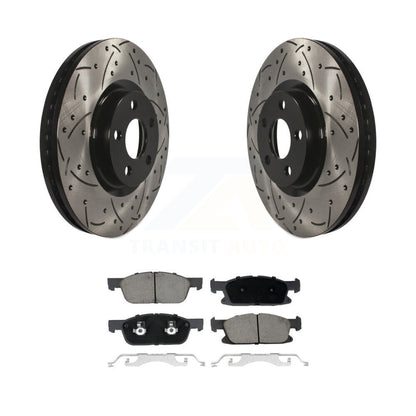 Coated Drill Slot Disc Brake Rotor Ceramic Pad Front Kit For Lincoln Continental