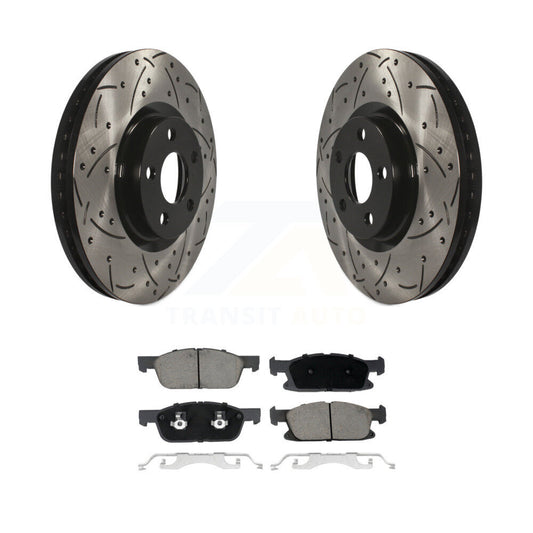 Coated Drill Slot Disc Brake Rotor Ceramic Pad Front Kit For Lincoln Continental