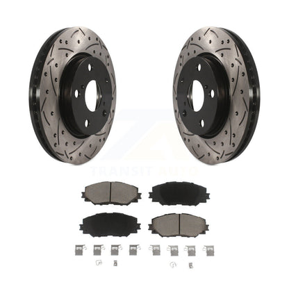 Drilled Slot Brake Rotors Ceramic Pad Front Kit For Toyota RAV4 Prius V Scion xB
