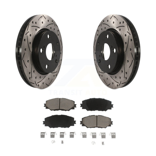 Drilled Slot Brake Rotors Ceramic Pad Front Kit For Toyota RAV4 Prius V Scion xB