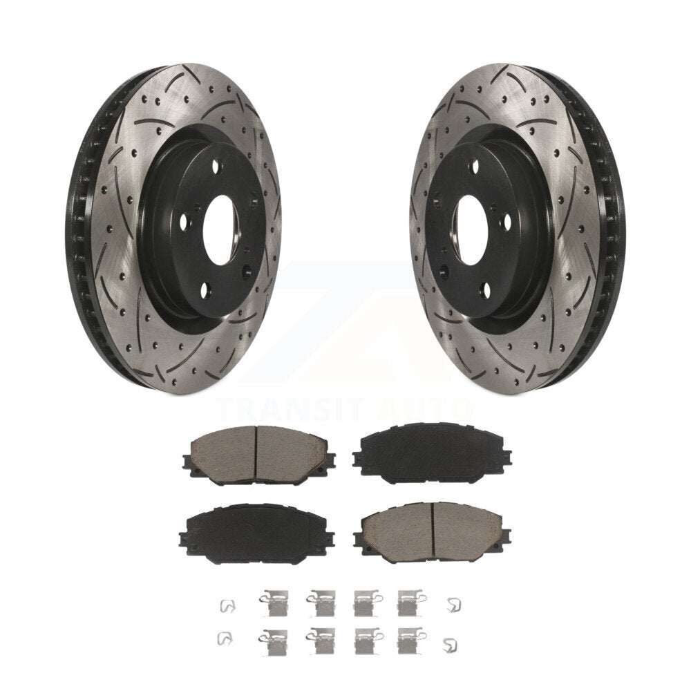 Drill Slot Brake Rotor Ceramic Pad Front Kit For Toyota RAV4 Matrix Pontiac Vibe