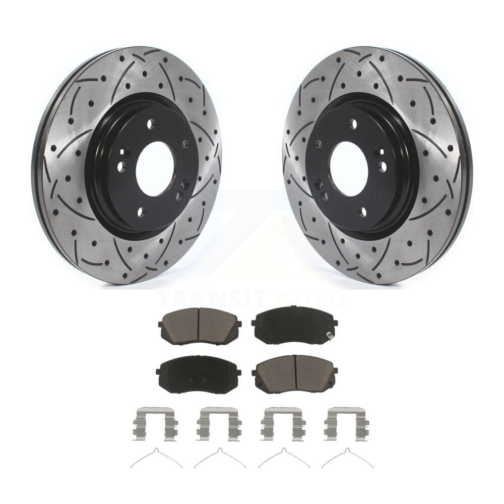 Drill Slot Brake Rotor Ceramic Pad Front Kit For Hyundai Sonata Kona Electric EV