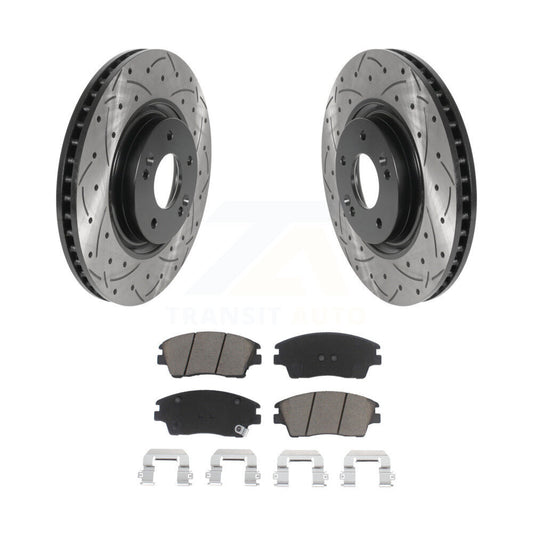 Drill Slot Brake Rotor Ceramic Pad Front Kit For 17-22 Kia Sportage Turbocharged