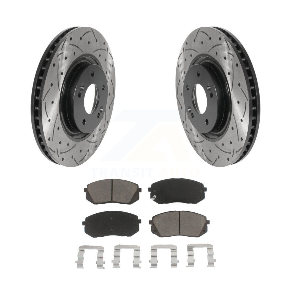 Drill Slot Disc Brake Rotors Ceramic Pad Front Kit For Hyundai Tucson Sonata Kia