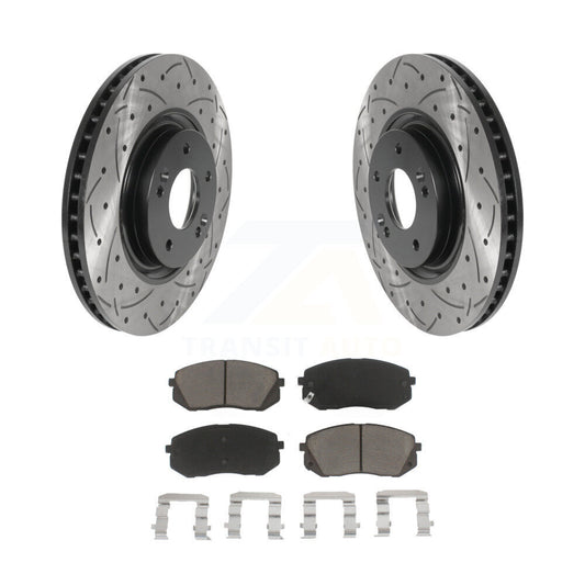 Drill Slot Disc Brake Rotors Ceramic Pad Front Kit For Hyundai Tucson Sonata Kia