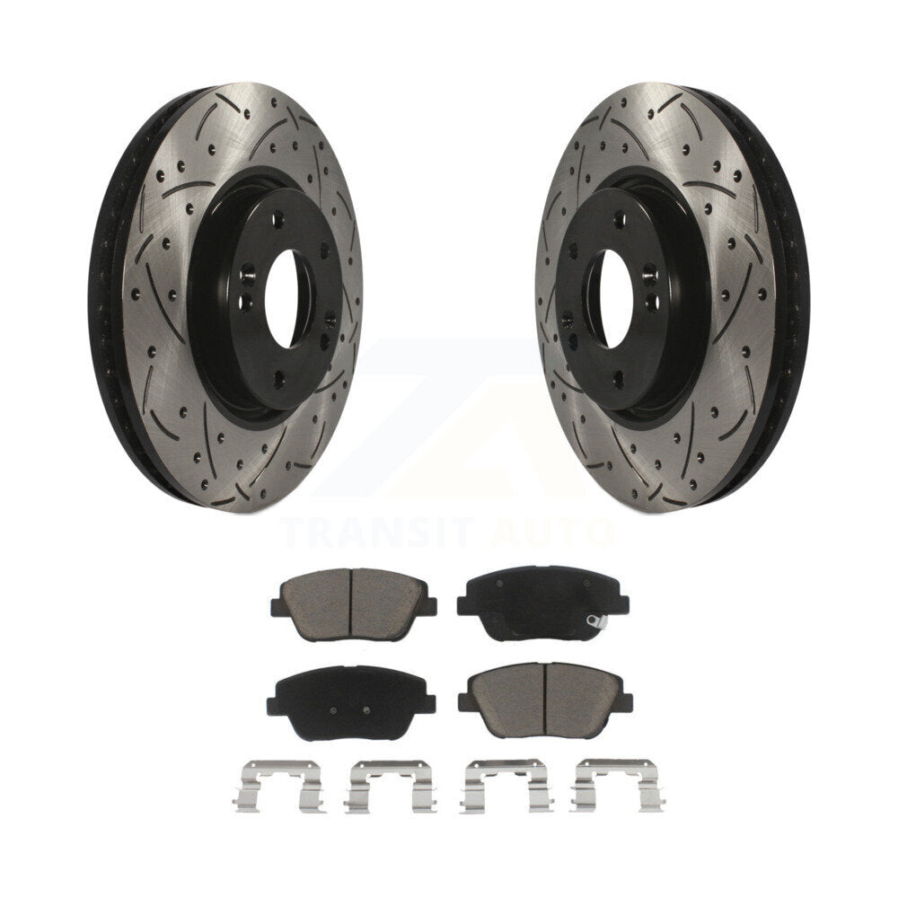 Drill Slot Disc Brake Rotors Ceramic Pad Front Kit For Hyundai Sonata Kia Optima