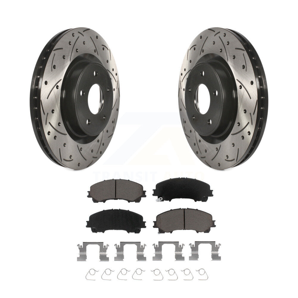 Coat Drill Slot Disc Brake Rotor Ceramic Pad Front Kit For INFINITI Q50 QX50 Q60