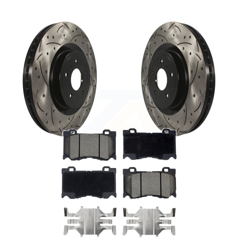 Drill Slot Brake Rotors Ceramic Pad Front Kit For INFINITI Q50 G37 Nissan 370Z Z