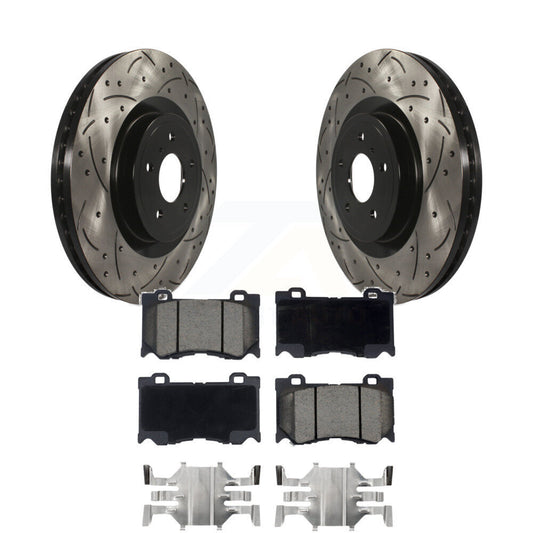 Drill Slot Brake Rotors Ceramic Pad Front Kit For INFINITI Q50 G37 Nissan 370Z Z