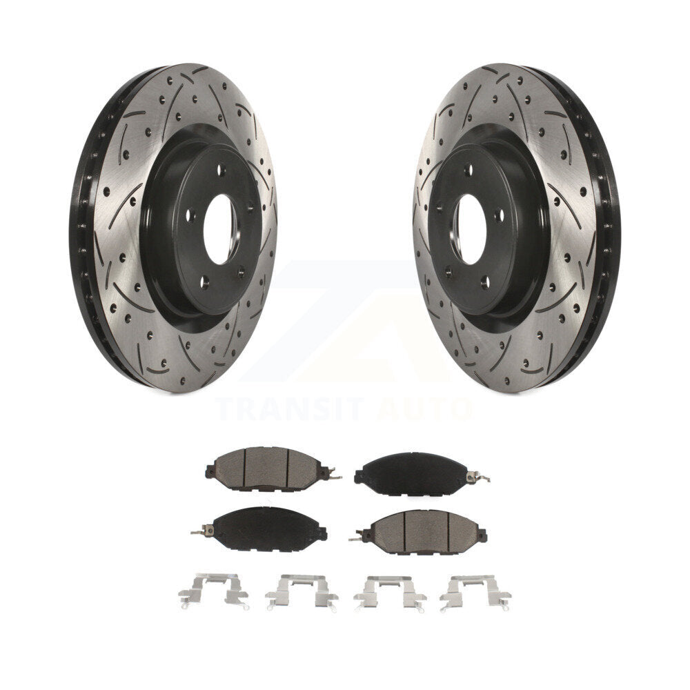 Drilled Slot Brake Rotor Ceramic Pad Front Kit For Nissan Murano Pathfinder QX60