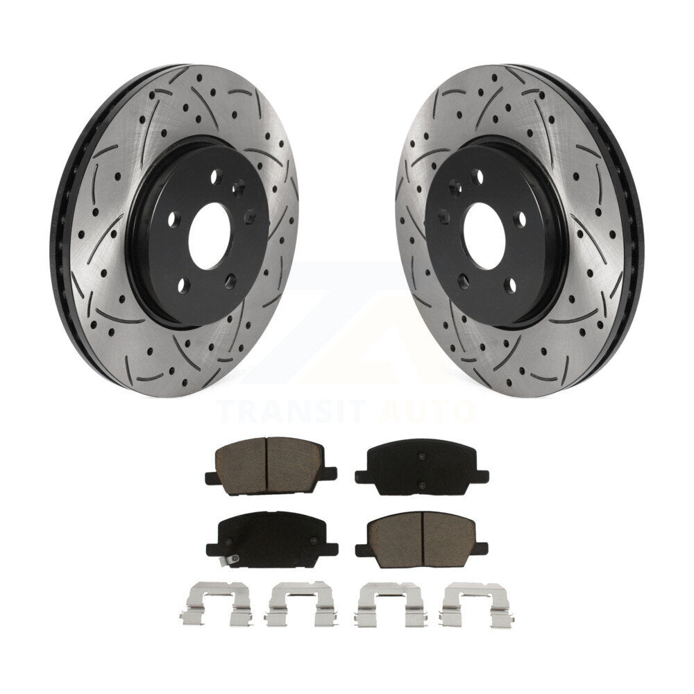 Drilled Slot Brake Rotor & Ceramic Pad Front Kit For Buick Encore Chevrolet Trax
