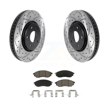 Drilled Slot Disc Brake Rotors Ceramic Pad Front Kit For INFINITI FX35 FX37 FX45