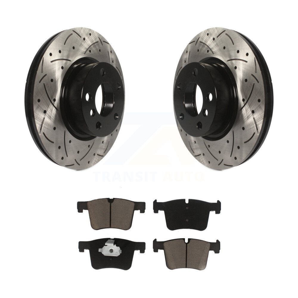 Coated Drilled Slotted Disc Brake Rotors And Ceramic Pad Front Kit For BMW X3 X4
