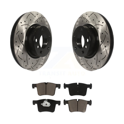 Coated Drilled Slotted Disc Brake Rotors And Ceramic Pad Front Kit For BMW X3 X4