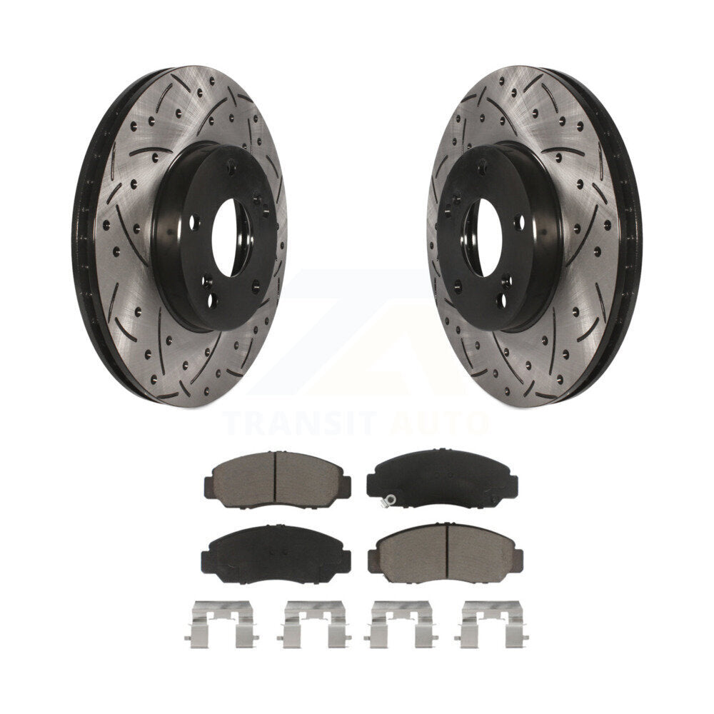 Drilled Slot Brake Rotors Ceramic Pad Front Kit For Honda Civic Accord Acura CSX