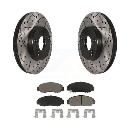 Drilled Slot Brake Rotors Ceramic Pad Front Kit For Honda Civic Accord Acura CSX