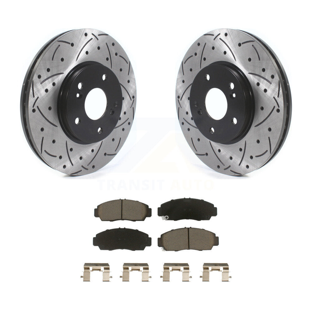 Drilled Slot Brake Rotors Ceramic Pad Front Kit For Honda Accord Acura TSX TL CL
