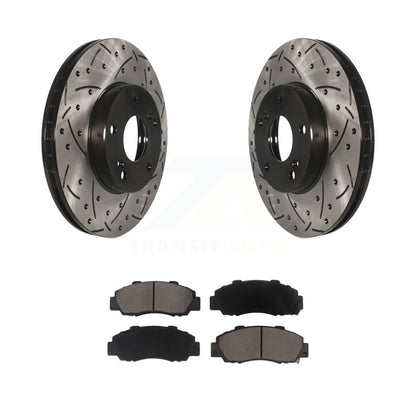 Drilled Slot Brake Rotor & Ceramic Pad Front Kit For 1998-2002 Honda Accord 3.0L