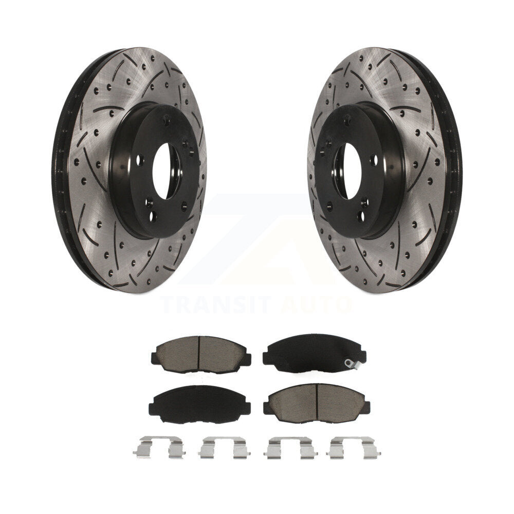 Coated Drill Slot Disc Brake Rotor Ceramic Pad Front Kit For 2011 Honda Civic GX
