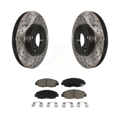 Coated Drill Slot Disc Brake Rotor Ceramic Pad Front Kit For 2011 Honda Civic GX