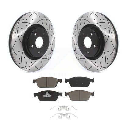 Drilled Slot Disc Brake Rotor & Ceramic Pad Front Kit For Ford Focus Lincoln MKC