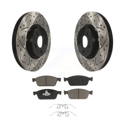 Drilled Slot Disc Brake Rotors Ceramic Pad Front Kit For 2013-2018 Ford Focus ST