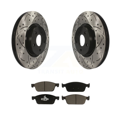 Drill Slot Brake Rotor Ceramic Pad Front Kit For Ford Escape Transit Connect MKC