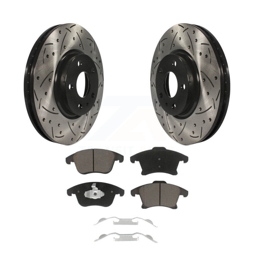 Drilled Slot Disc Brake Rotors Ceramic Pad Front Kit For Ford Fusion Lincoln MKZ