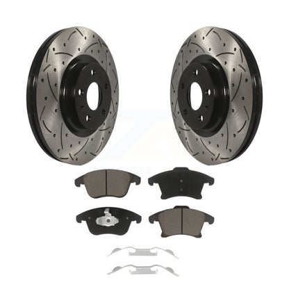 Drilled Slot Disc Brake Rotors Ceramic Pad Front Kit For Ford Fusion Lincoln MKZ