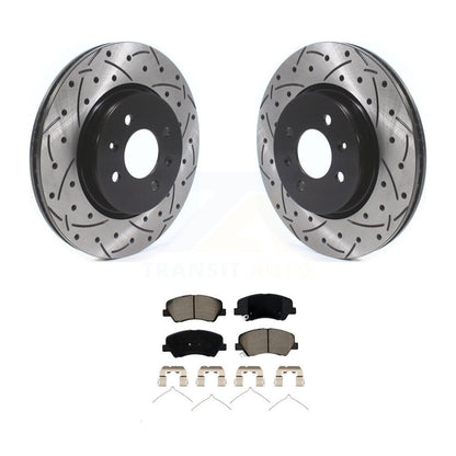 Drilled Slot Disc Brake Rotor & Ceramic Pad Front Kit For Kia Rio Hyundai Accent