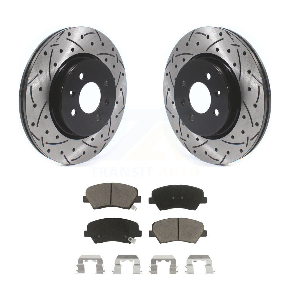Coated Drilled Slotted Disc Brake Rotors And Ceramic Pads Front Kit For Kia Rio