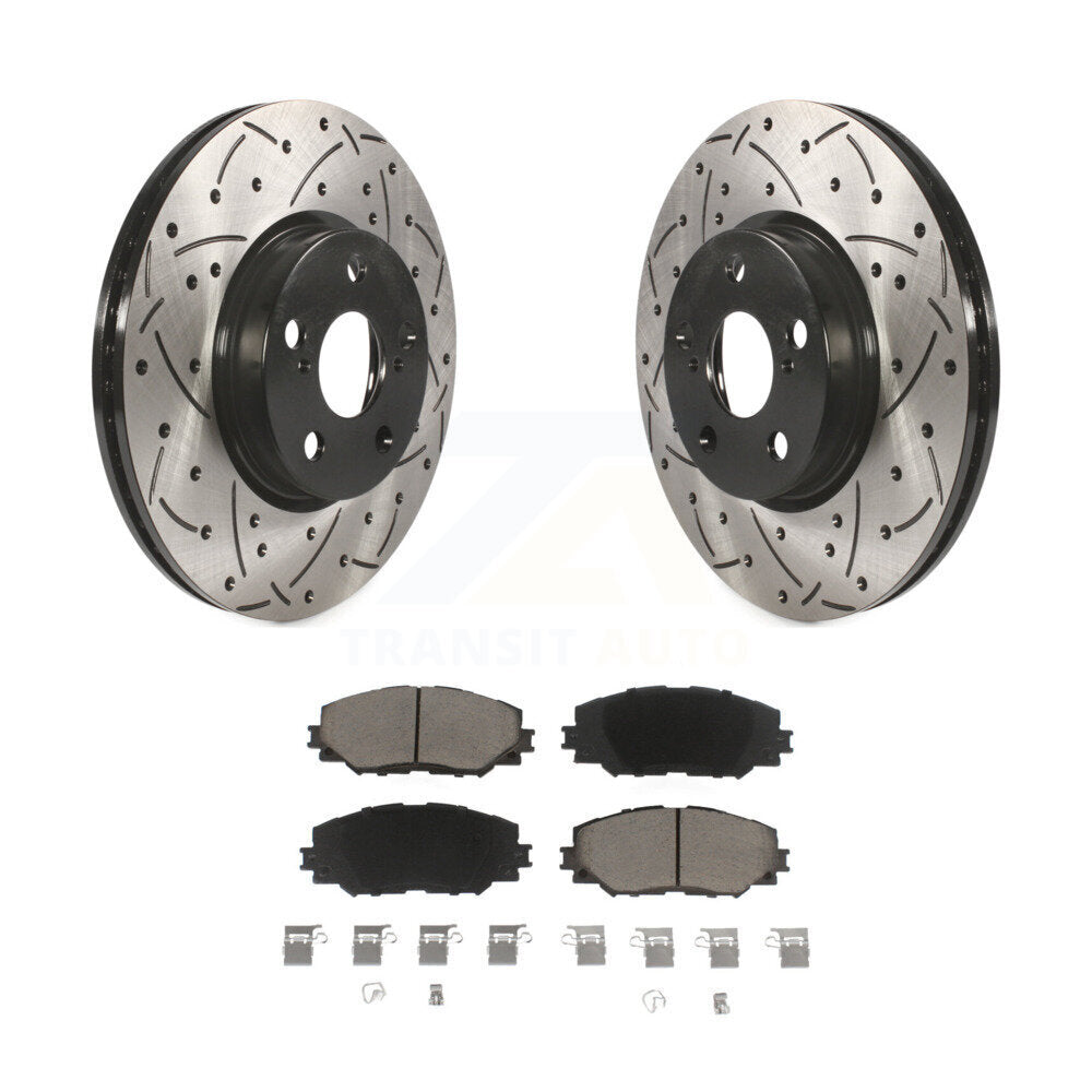 Drilled Slot Brake Rotor Ceramic Pad Front Kit For Toyota Corolla Matrix Pontiac