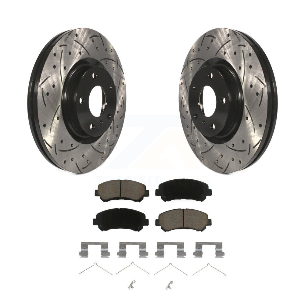 Coated Drilled Slotted Disc Brake Rotors Ceramic Pad Front Kit For Nissan Maxima