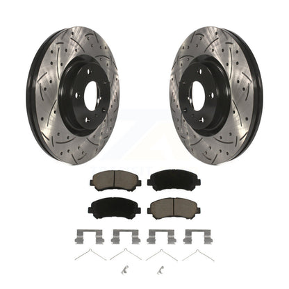 Coated Drilled Slotted Disc Brake Rotors Ceramic Pad Front Kit For Nissan Maxima