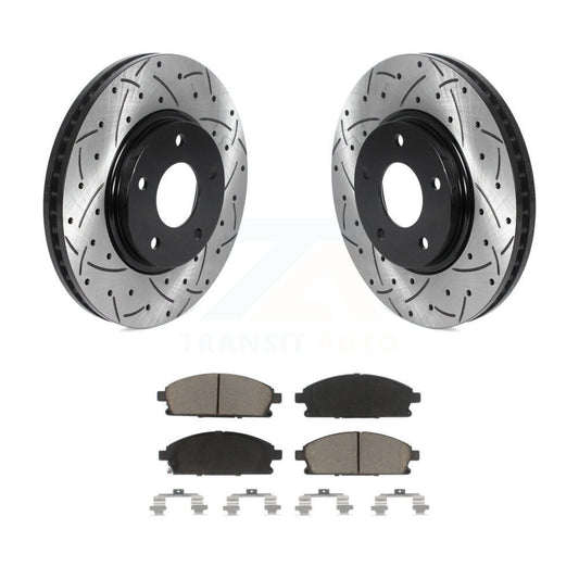 Drilled Slot Disc Brake Rotor & Ceramic Pad Front Kit For 2004-2009 Nissan Quest