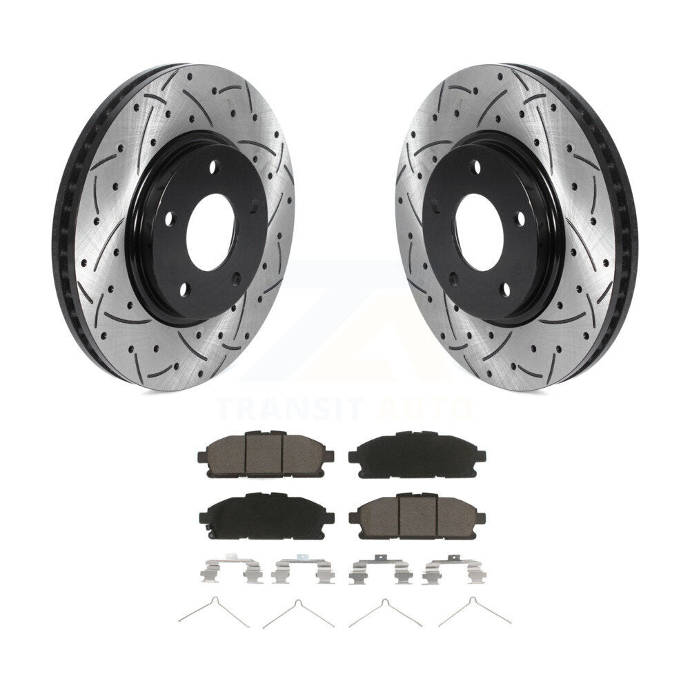 Drilled Slot Disc Brake Rotor & Ceramic Pad Front Kit For 2011-2017 Nissan Quest